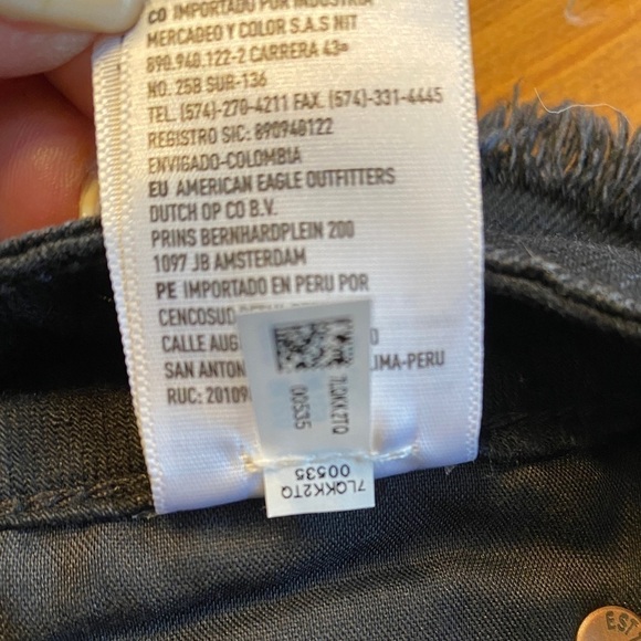 American Eagle Outfitters Hi Rise Festival Mini Jean Skirt Black Fringe Distress - Picture 8 of 12